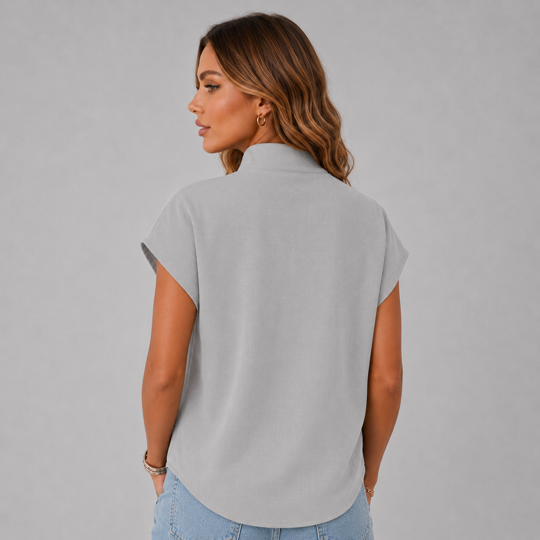 Nora | Stand-Collar Button Blouse