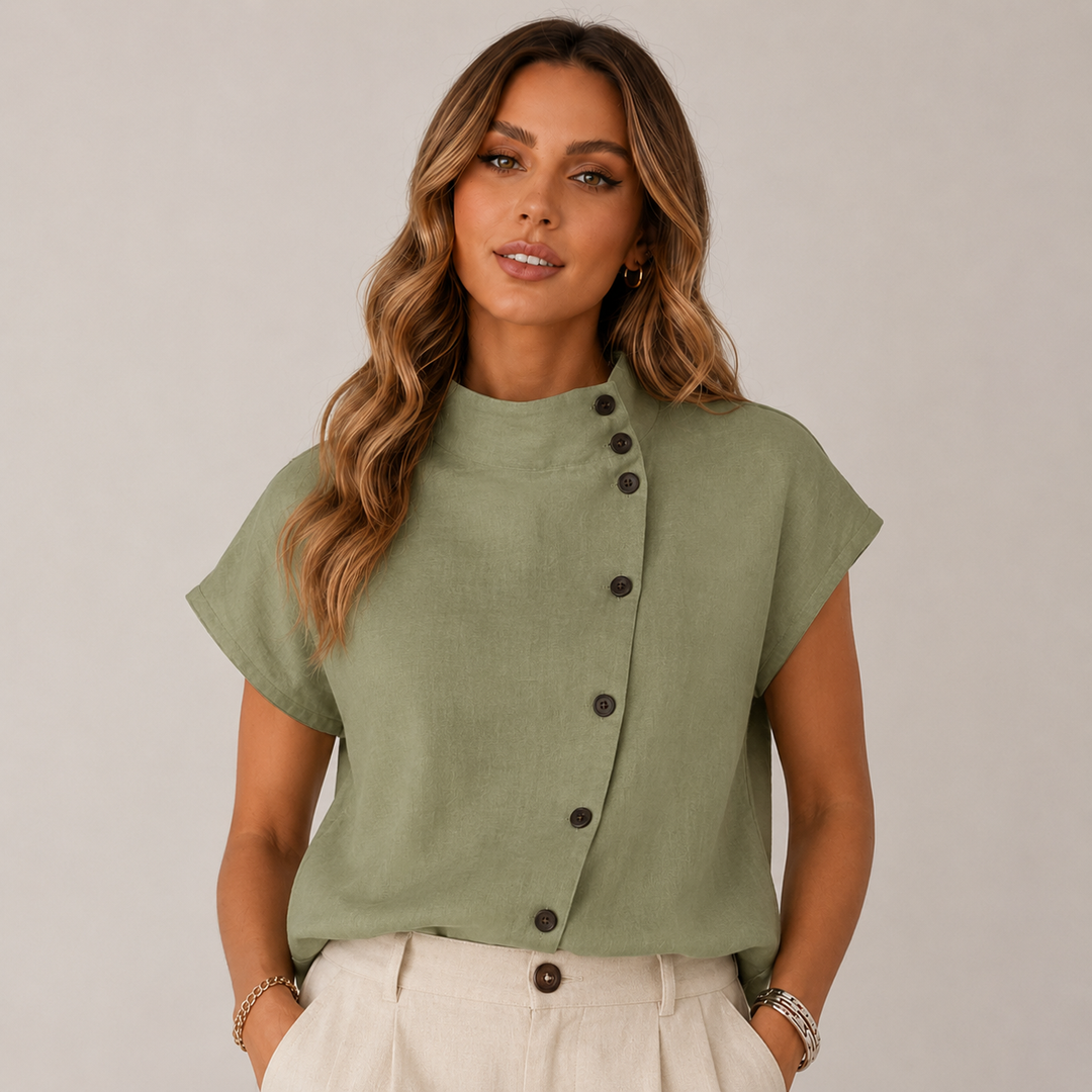 Nora | Stand-Collar Button Blouse