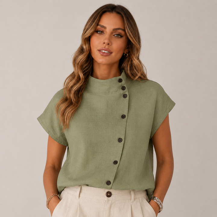 Nora | Stand-Collar Button Blouse