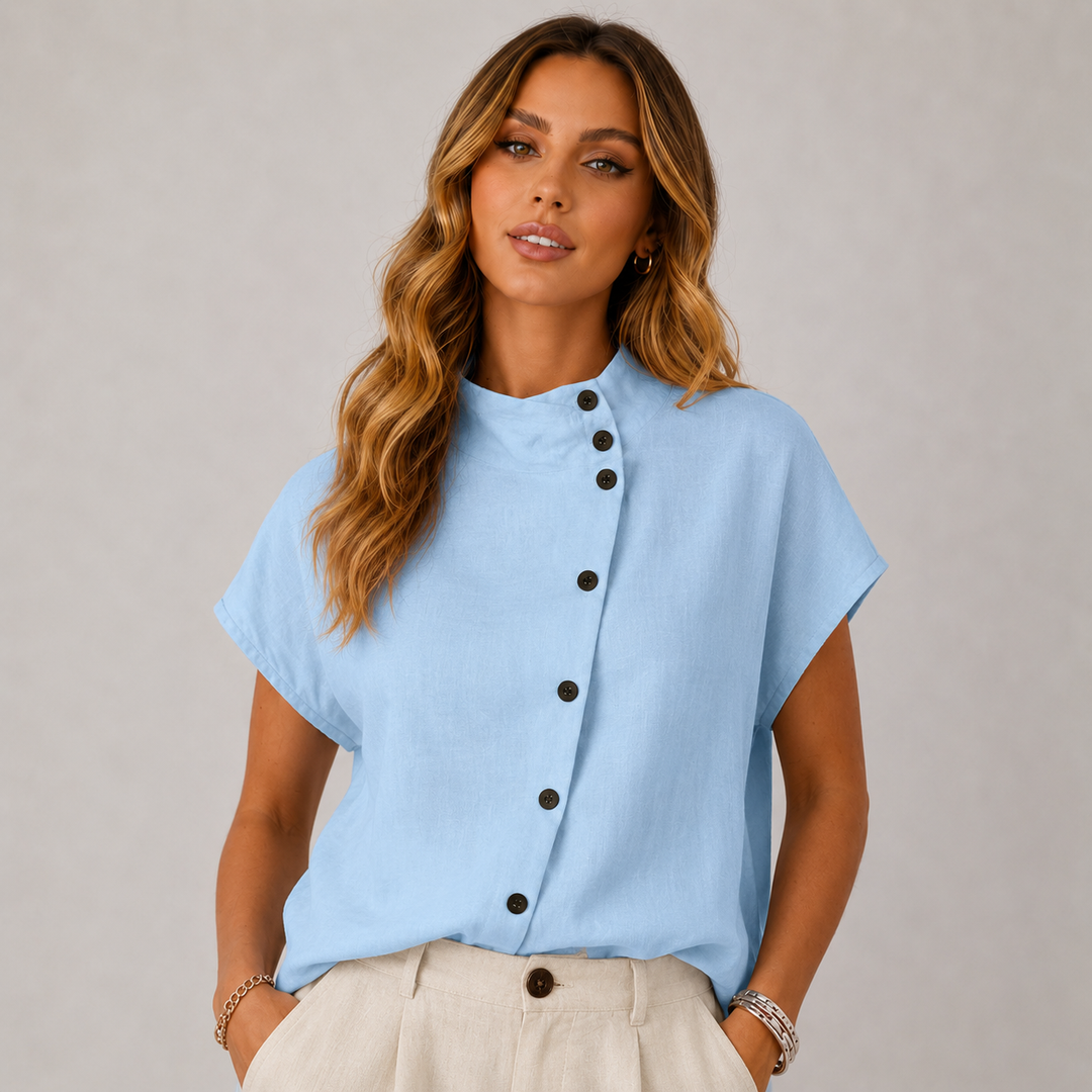Nora | Stand-Collar Button Blouse