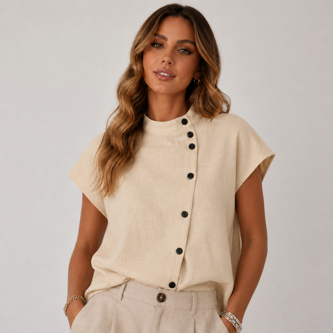 Nora | Stand-Collar Button Blouse
