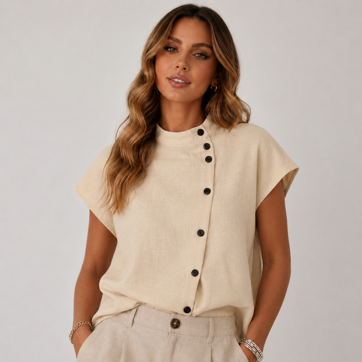 Nora | Stand-Collar Button Blouse