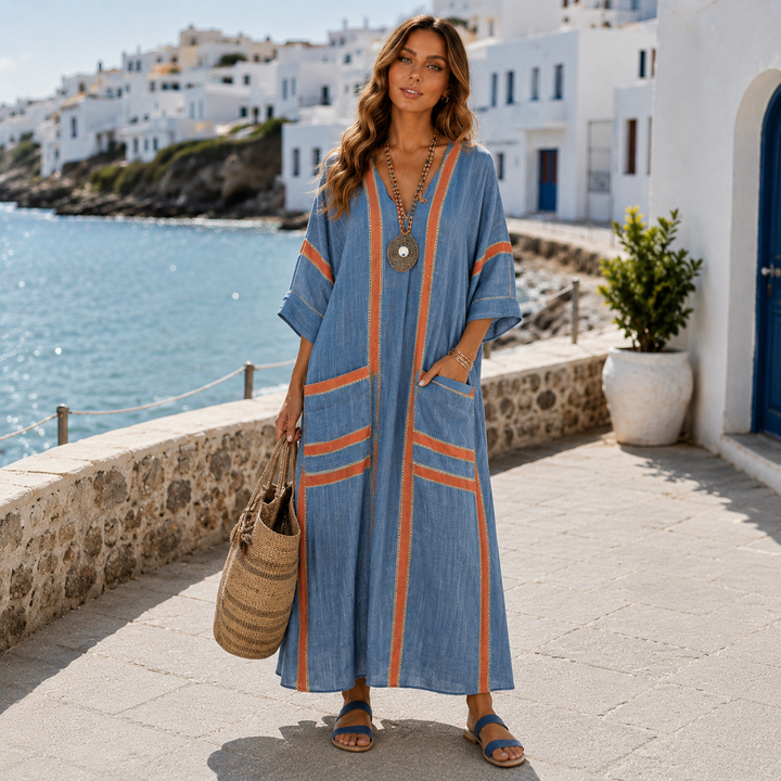 Santina | Elegant Striped Pocket Maxi Dress