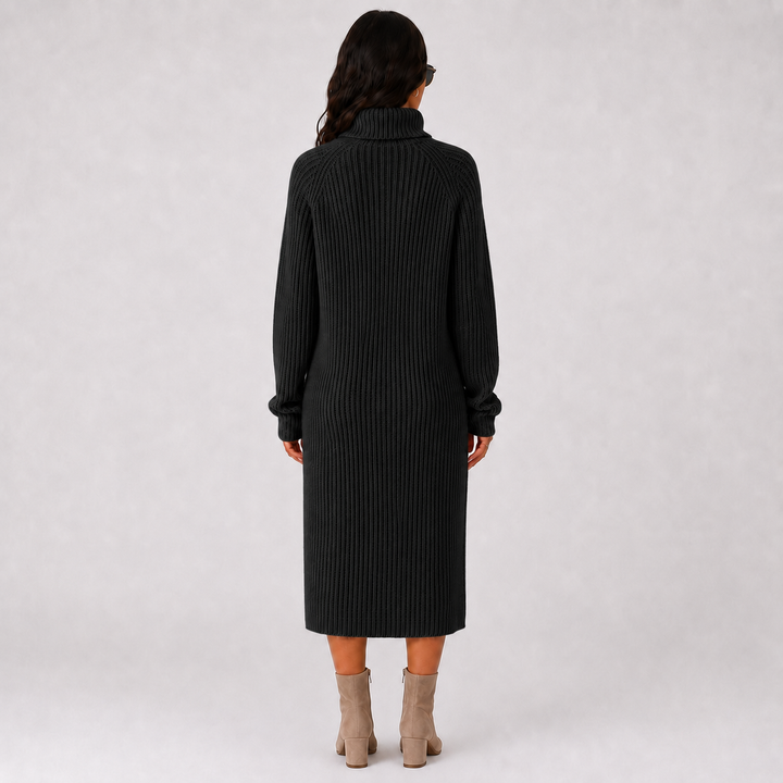 Isabella | Ribbed Knit Turtleneck Pullover Dress