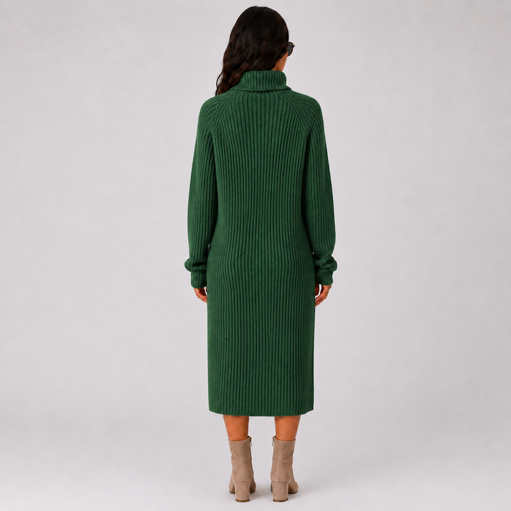 Isabella | Ribbed Knit Turtleneck Pullover Dress