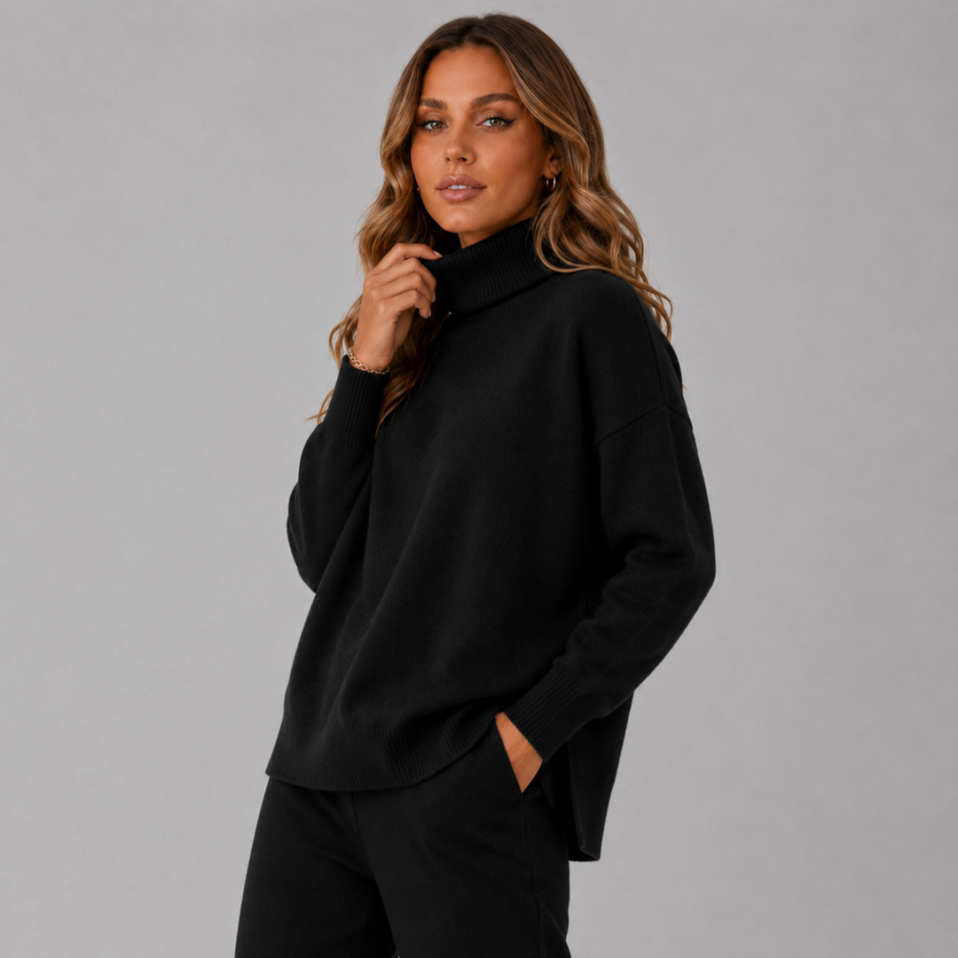 Lena | Relaxed Wool Knit Turtleneck Sweater