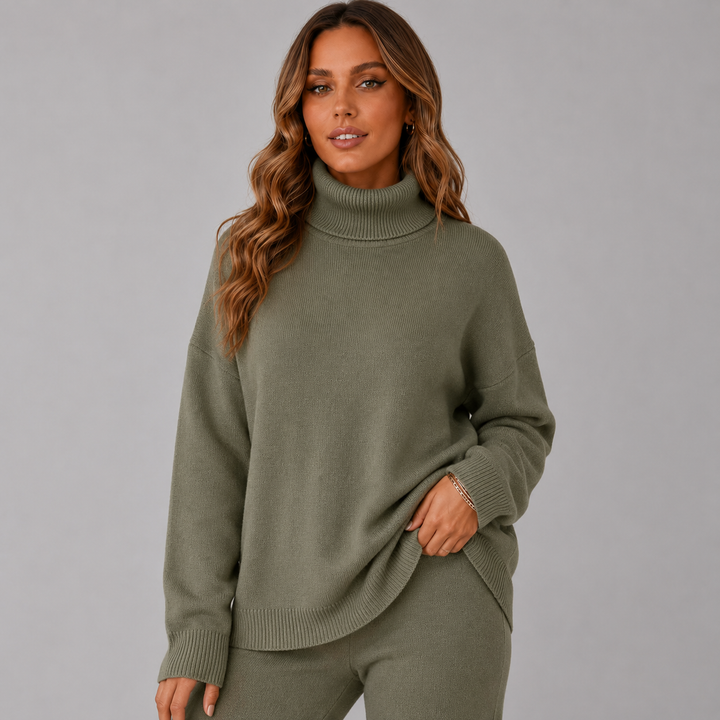 Lena | Relaxed Wool Knit Turtleneck Sweater