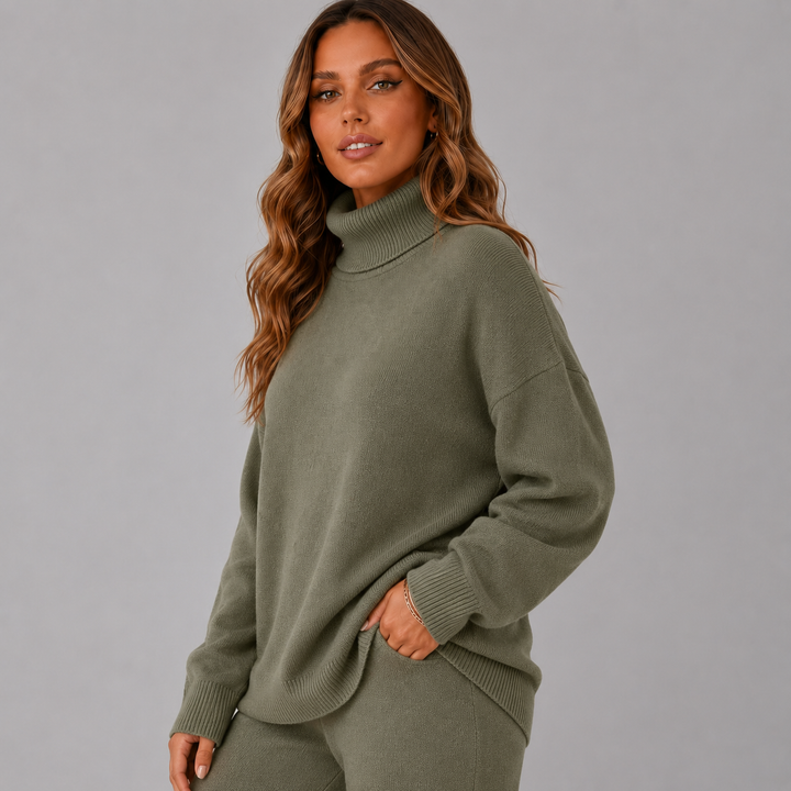 Lena | Relaxed Wool Knit Turtleneck Sweater