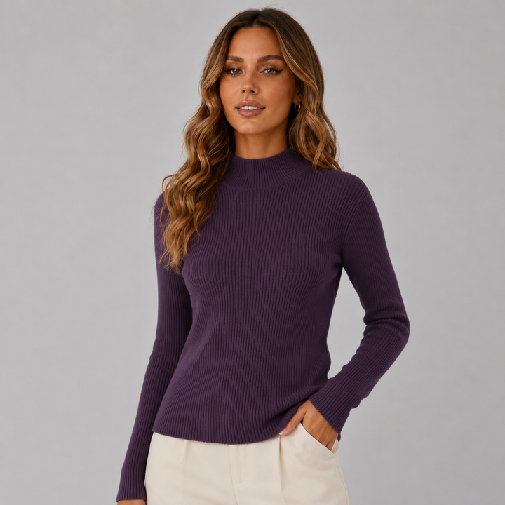 Clara | Wool Knit Mock-Neck Sweater
