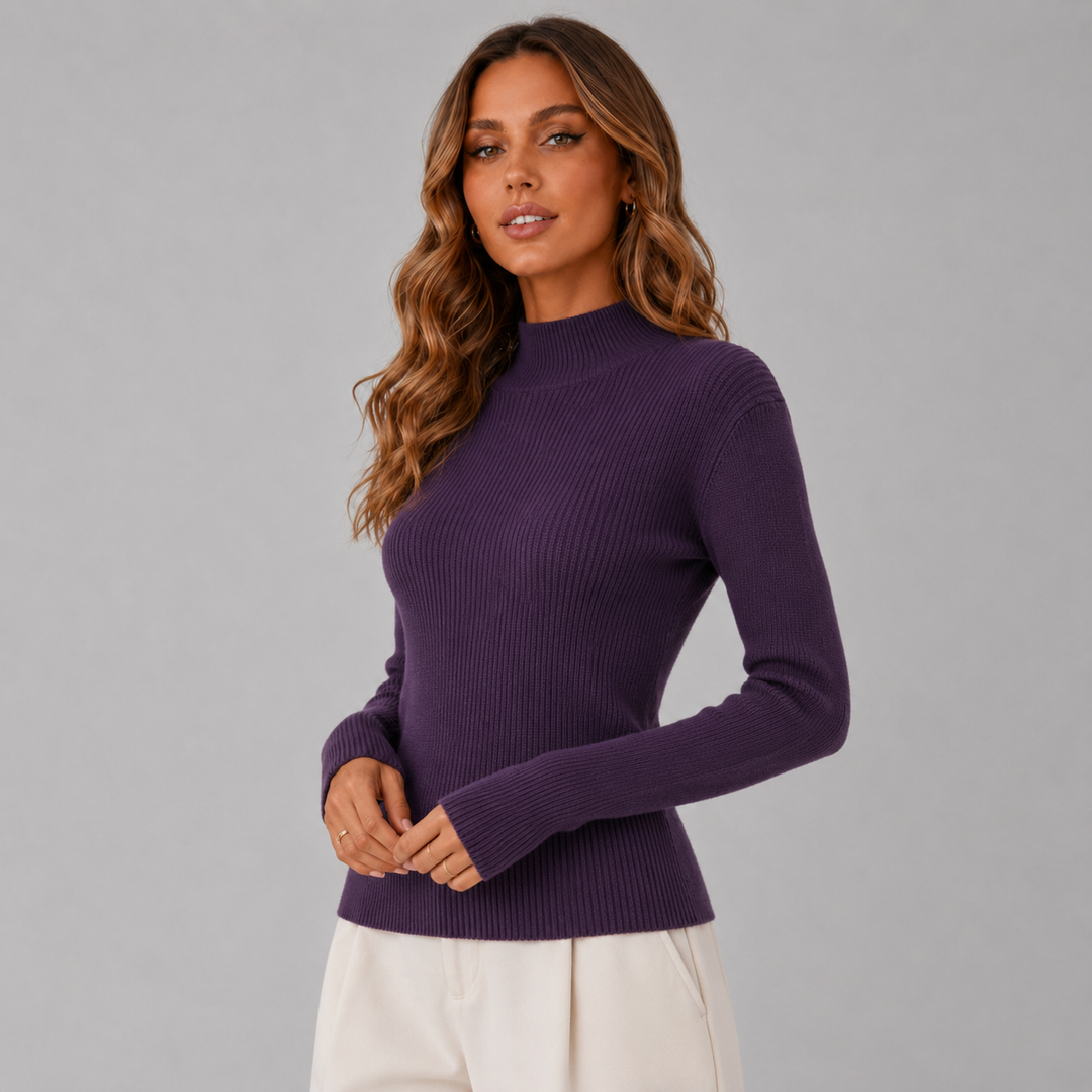Clara | Wool Knit Mock-Neck Sweater
