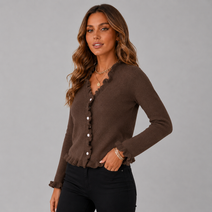 Camille | Relaxed Pearl-Button Knit Cardigan