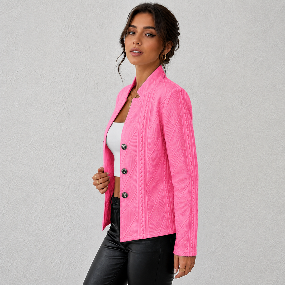 Elara| Cable-Knit Open-Front Quilted Jacket