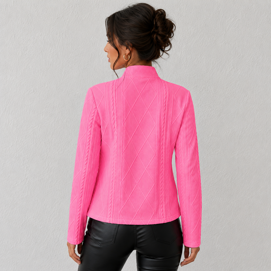 Elara| Cable-Knit Open-Front Quilted Jacket