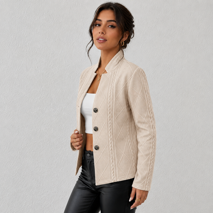 Elara| Cable-Knit Open-Front Quilted Jacket