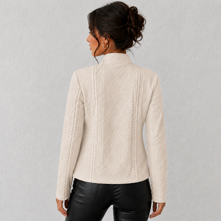 Elara| Cable-Knit Open-Front Quilted Jacket