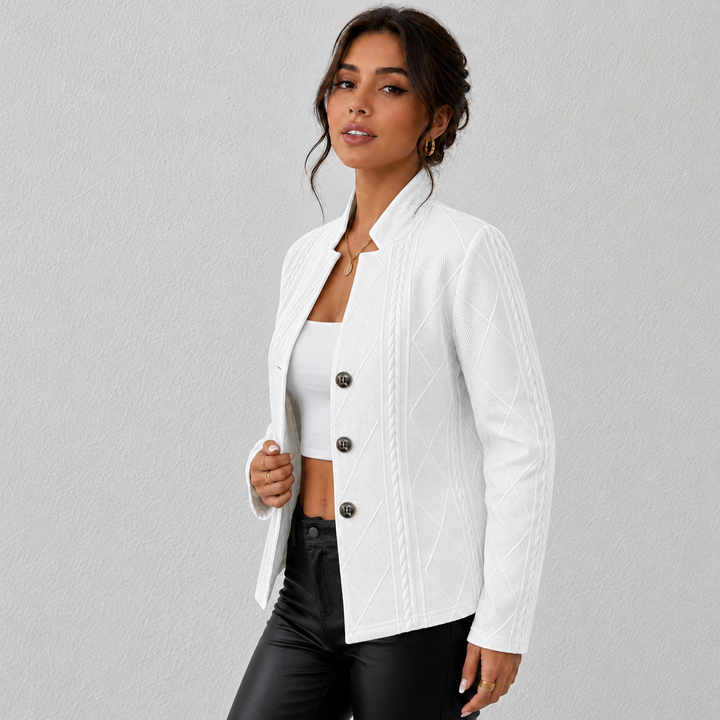 Elara| Cable-Knit Open-Front Quilted Jacket