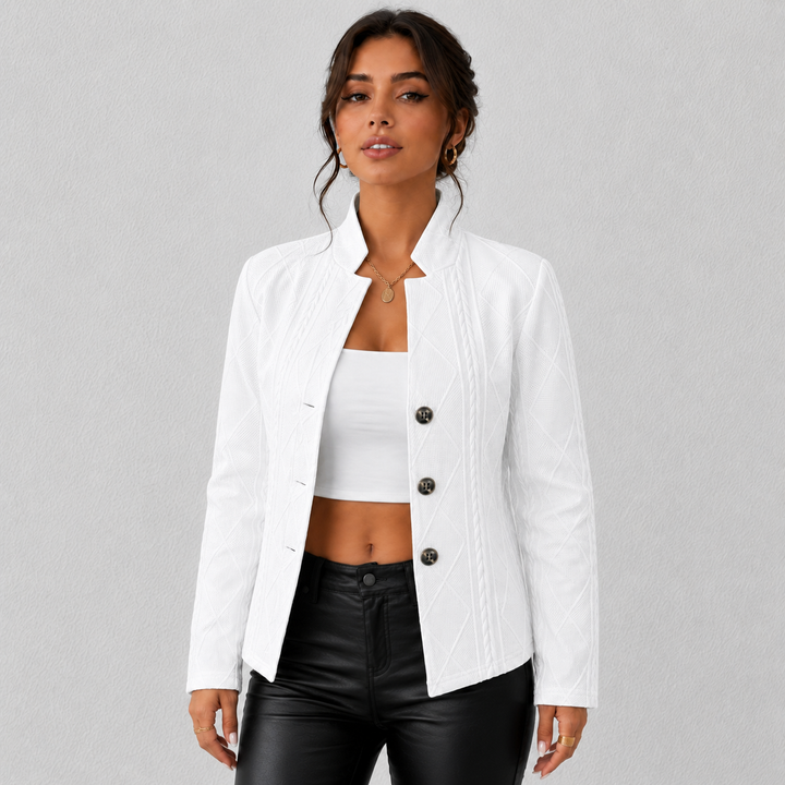 Elara| Cable-Knit Open-Front Quilted Jacket