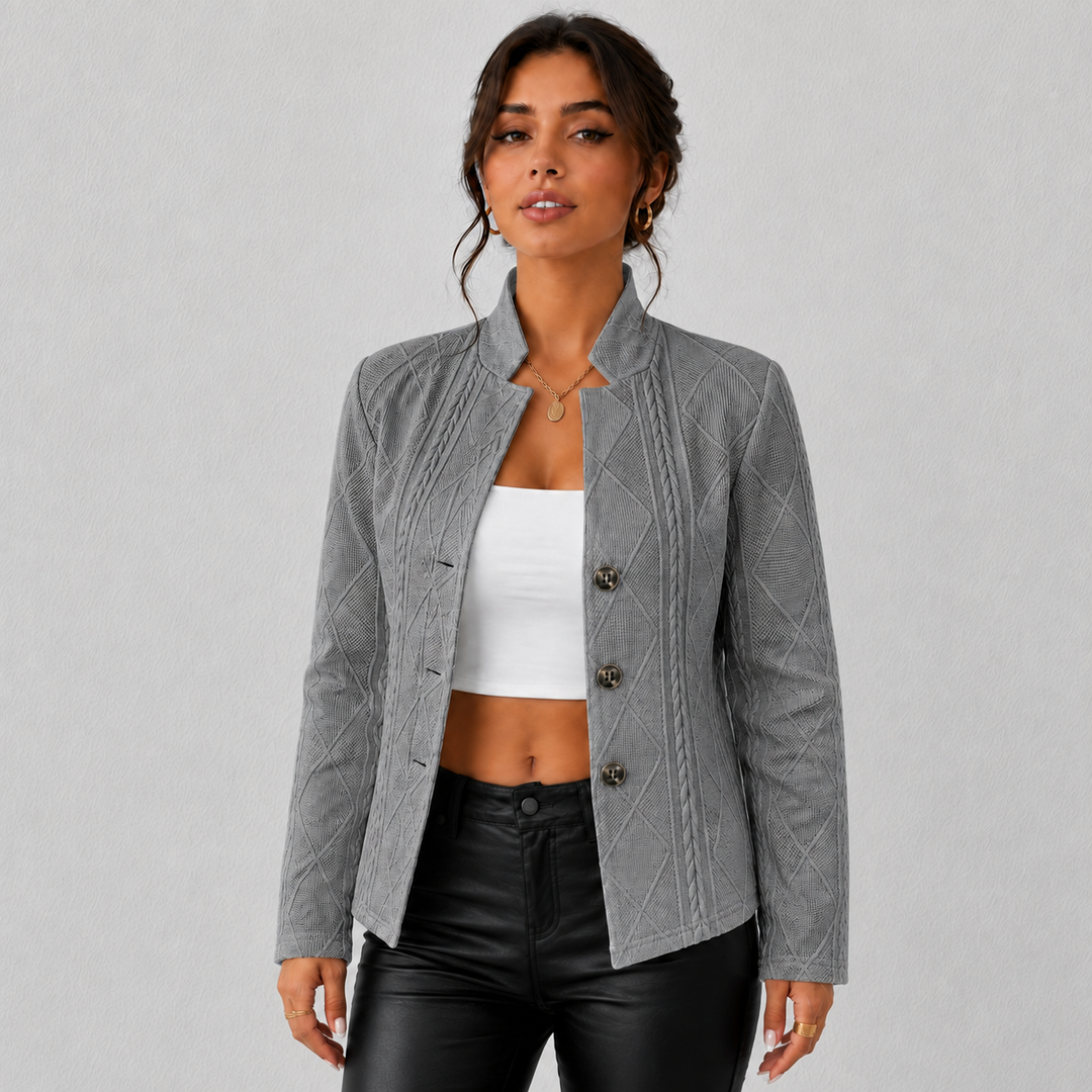 Elara| Cable-Knit Open-Front Quilted Jacket