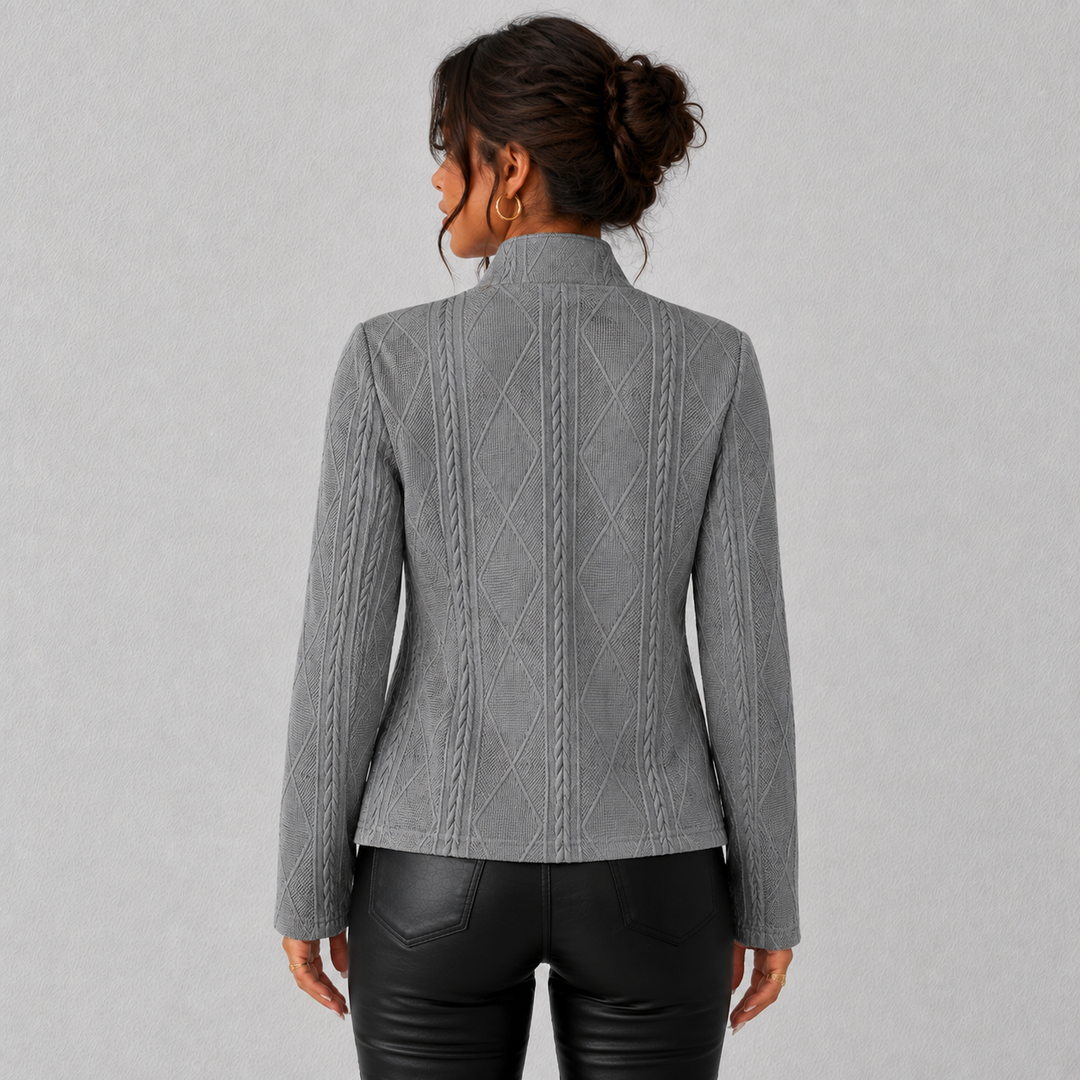 Elara| Cable-Knit Open-Front Quilted Jacket