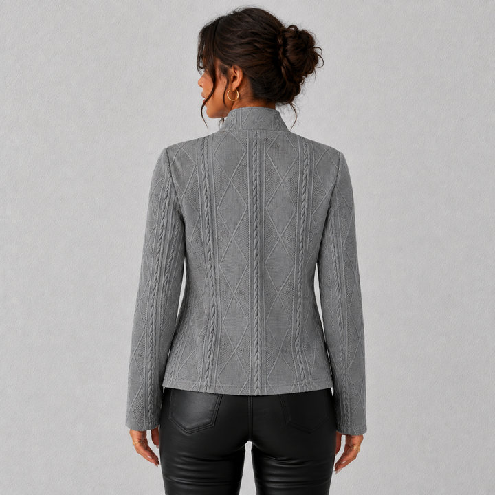 Elara| Cable-Knit Open-Front Quilted Jacket