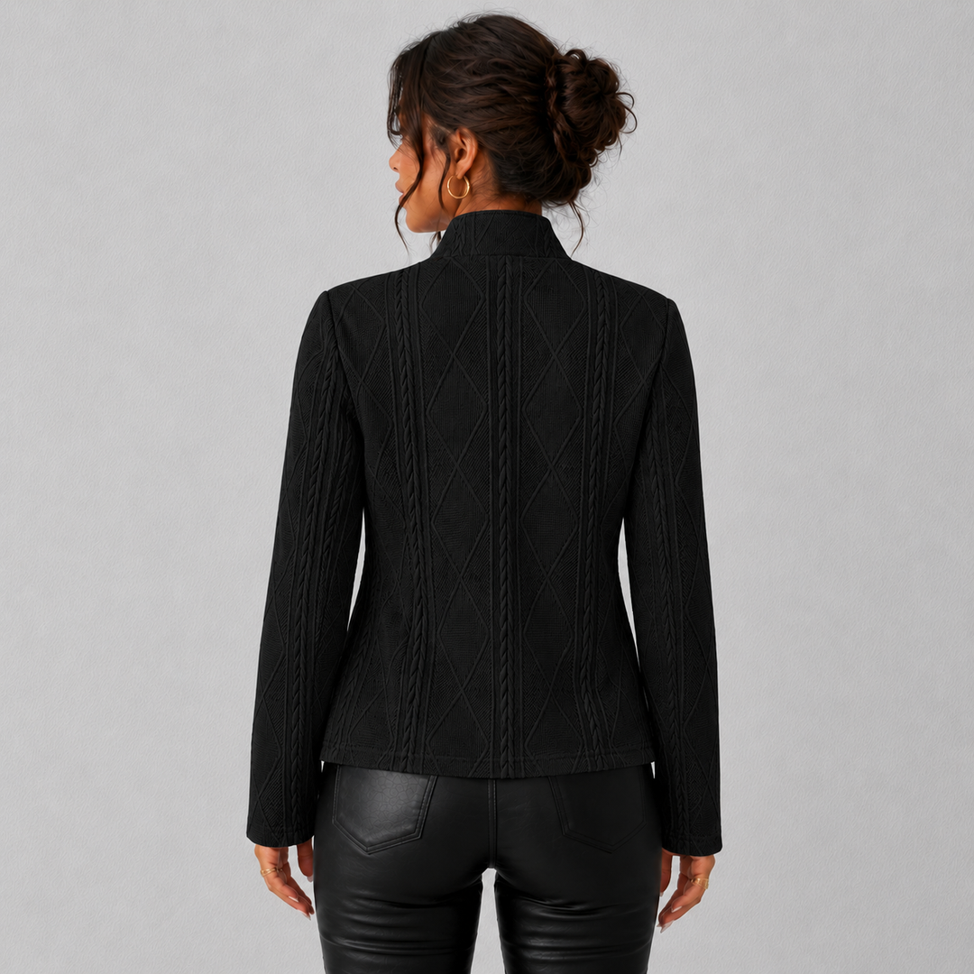 Elara| Cable-Knit Open-Front Quilted Jacket