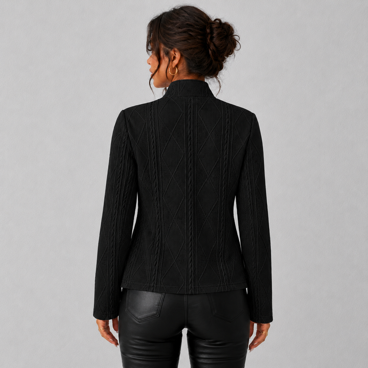 Elara| Cable-Knit Open-Front Quilted Jacket