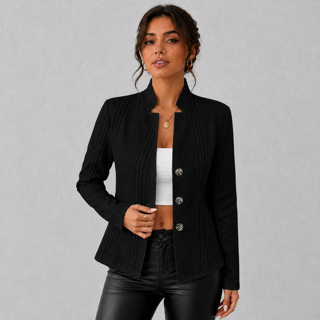 Elara| Cable-Knit Open-Front Quilted Jacket