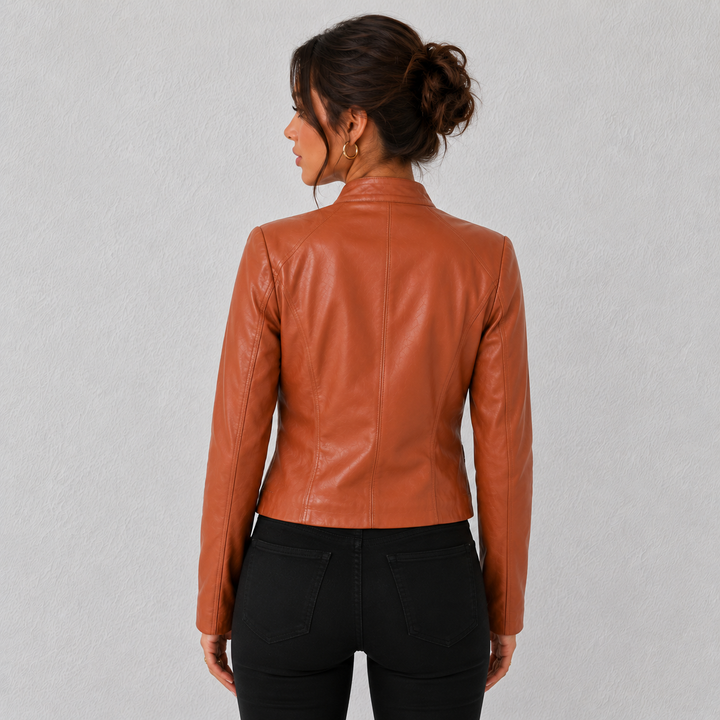 Sienna | Cropped Faux Leather Moto Jacket