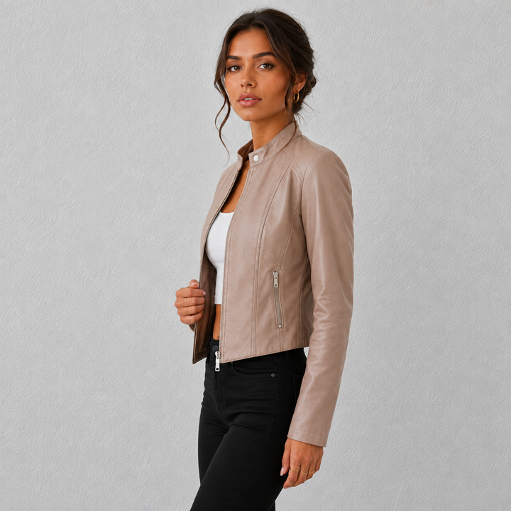 Sienna | Cropped Faux Leather Moto Jacket