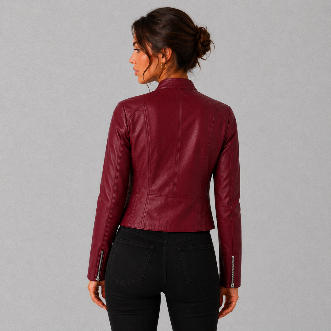 Sienna | Cropped Faux Leather Moto Jacket