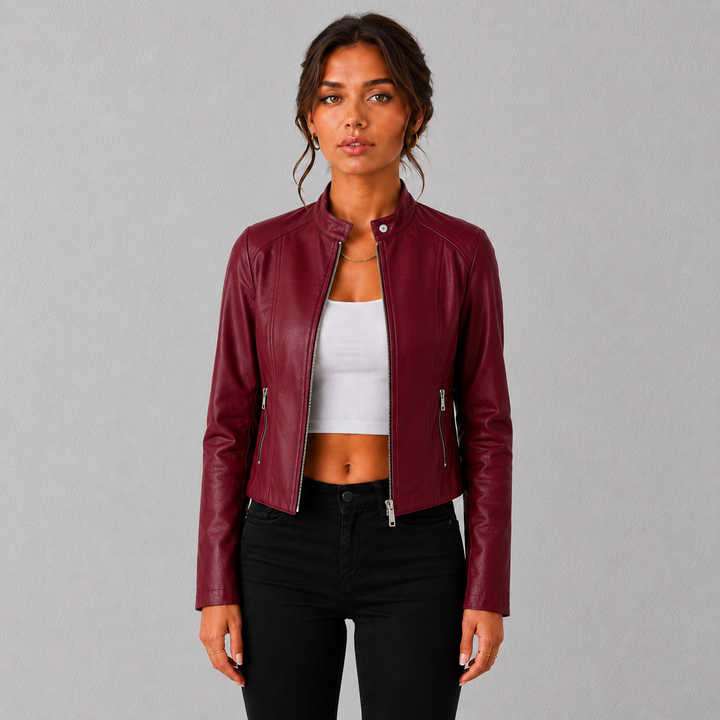 Sienna | Cropped Faux Leather Moto Jacket