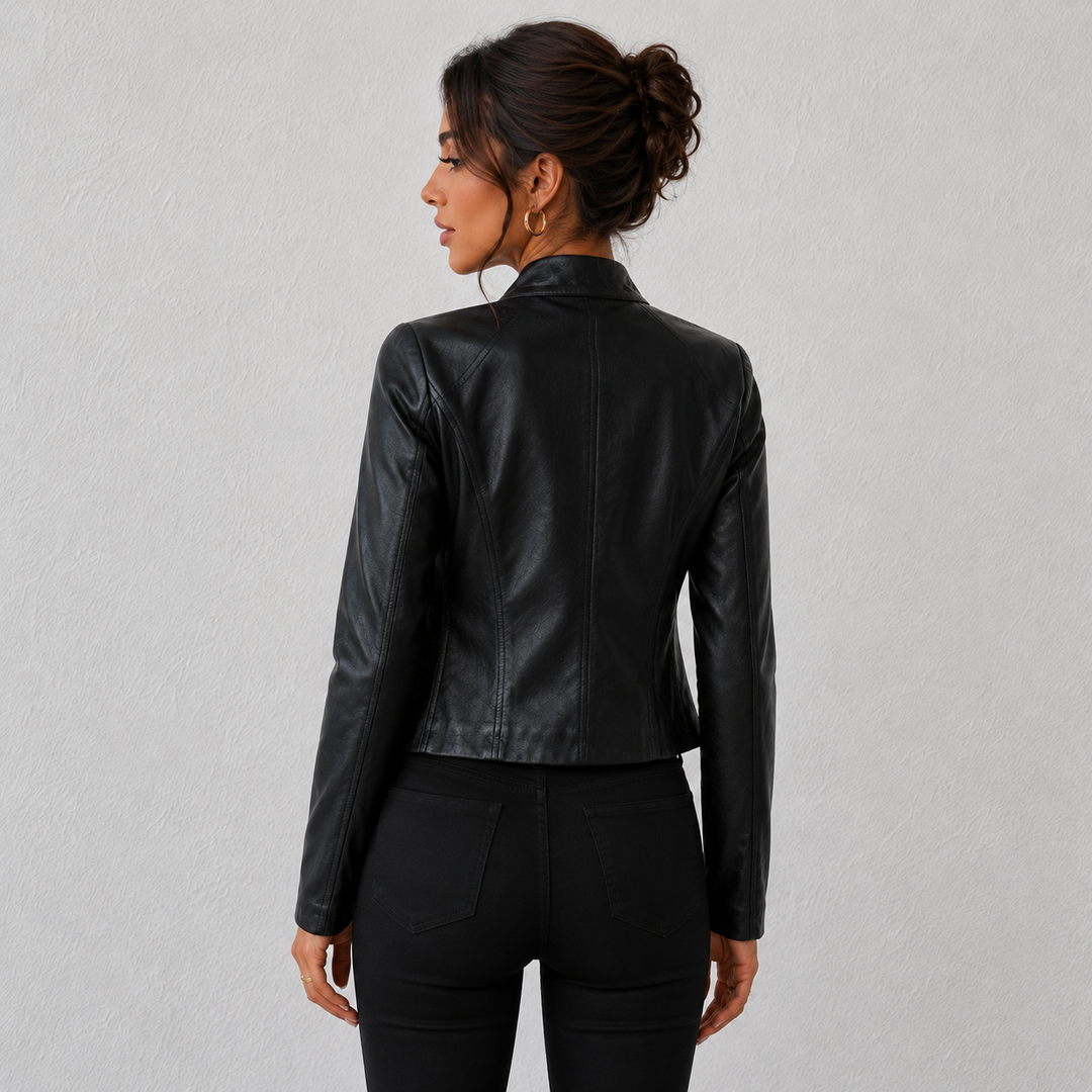 Sienna | Cropped Faux Leather Moto Jacket