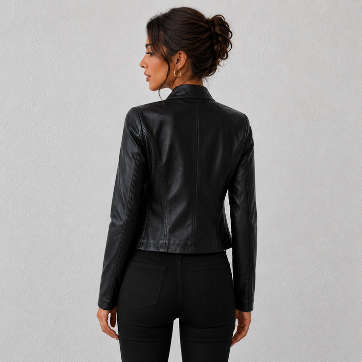 Sienna | Cropped Faux Leather Moto Jacket