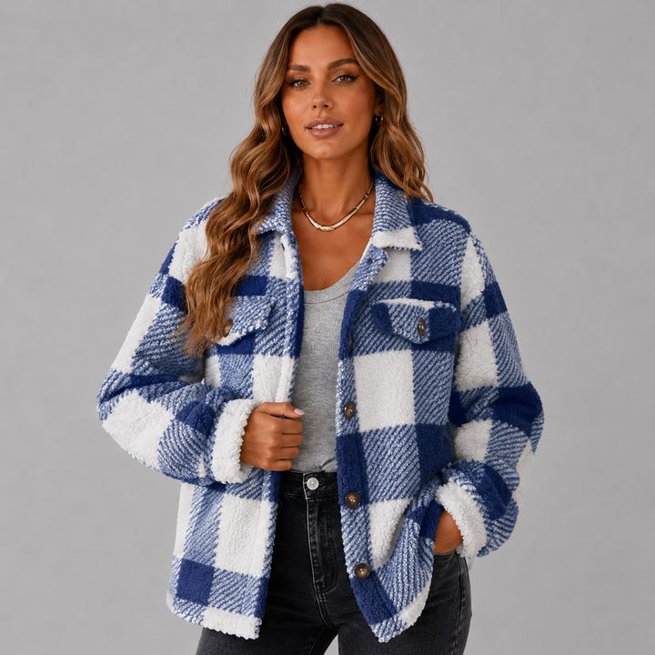 Lize | Plaid Sherpa Button-Up Winter Jacket