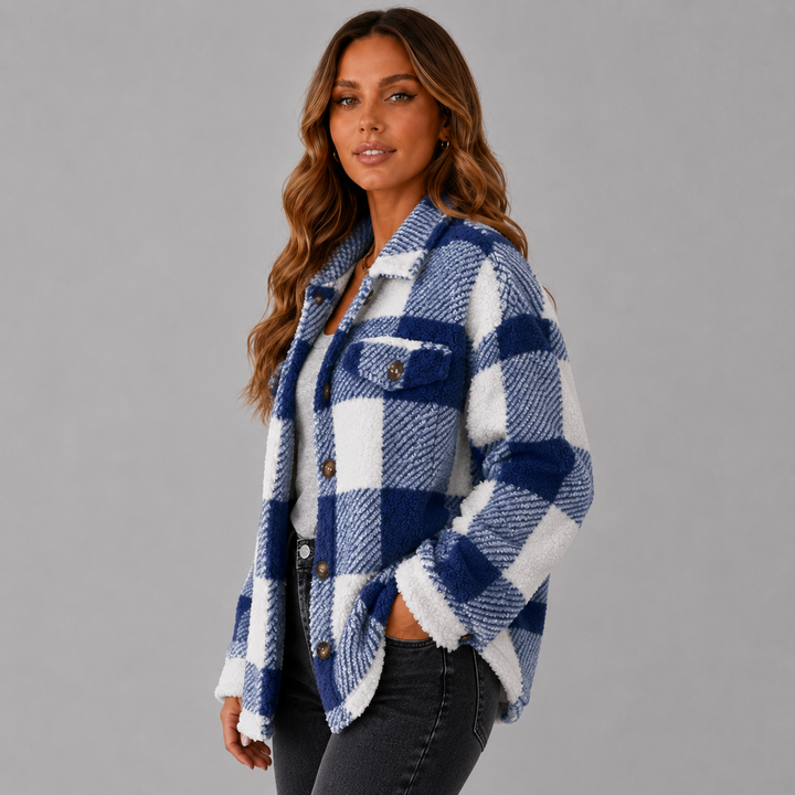 Lize | Plaid Sherpa Button-Up Winter Jacket