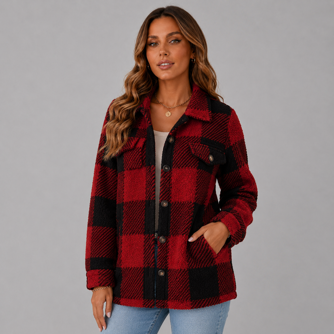 Lize | Plaid Sherpa Button-Up Winter Jacket