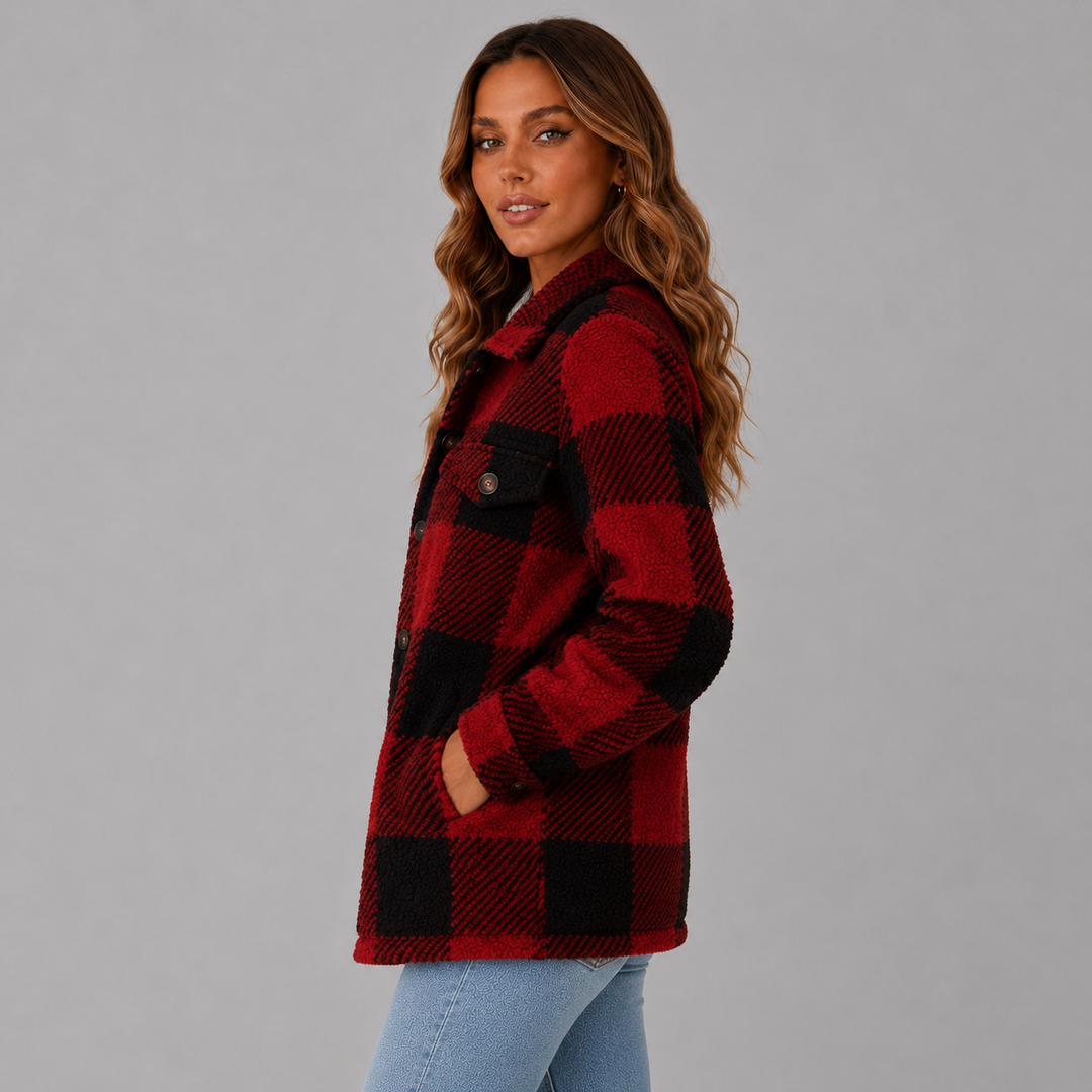 Lize | Plaid Sherpa Button-Up Winter Jacket
