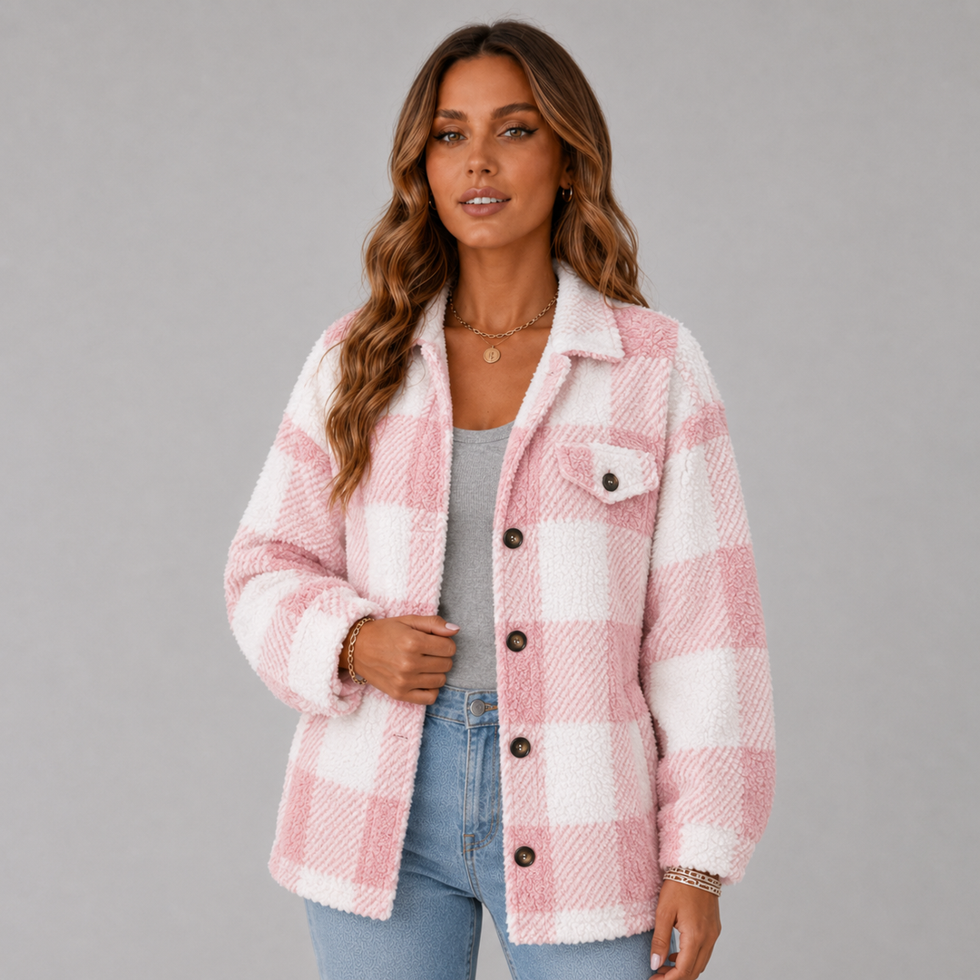 Lize | Plaid Sherpa Button-Up Winter Jacket