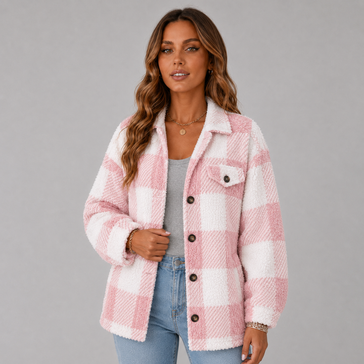Lize | Plaid Sherpa Button-Up Winter Jacket