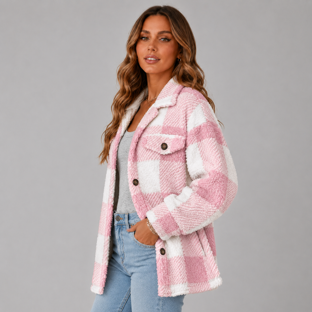 Lize | Plaid Sherpa Button-Up Winter Jacket