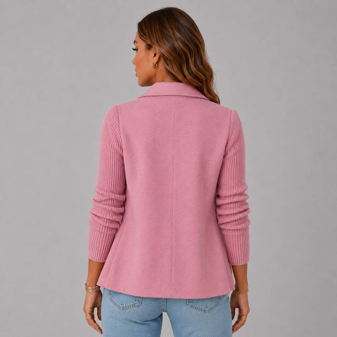 Amelia | Wool Blend Blazer with Knit Sleeves