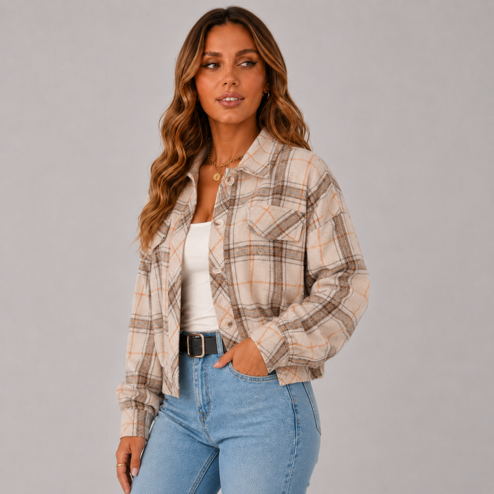 Mila | Cropped Wool Plaid Shirt Winter Jacket