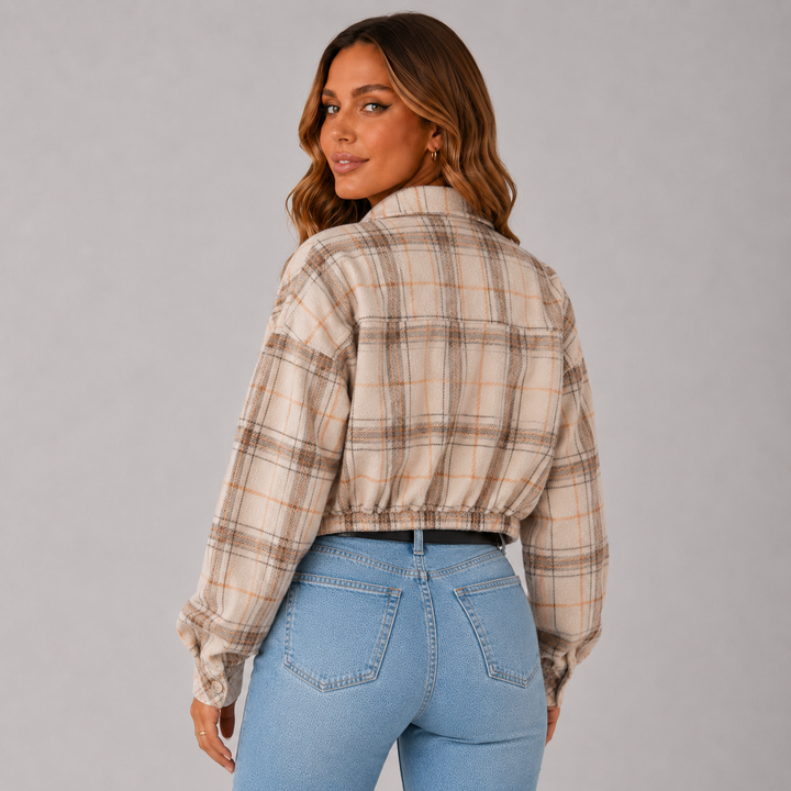 Mila | Cropped Wool Plaid Shirt Winter Jacket