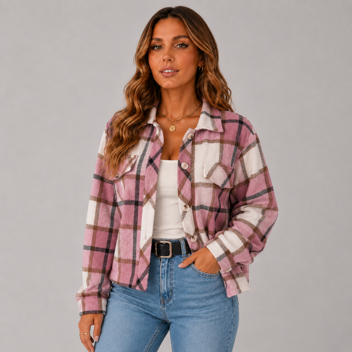 Mila | Cropped Wool Plaid Shirt Winter Jacket