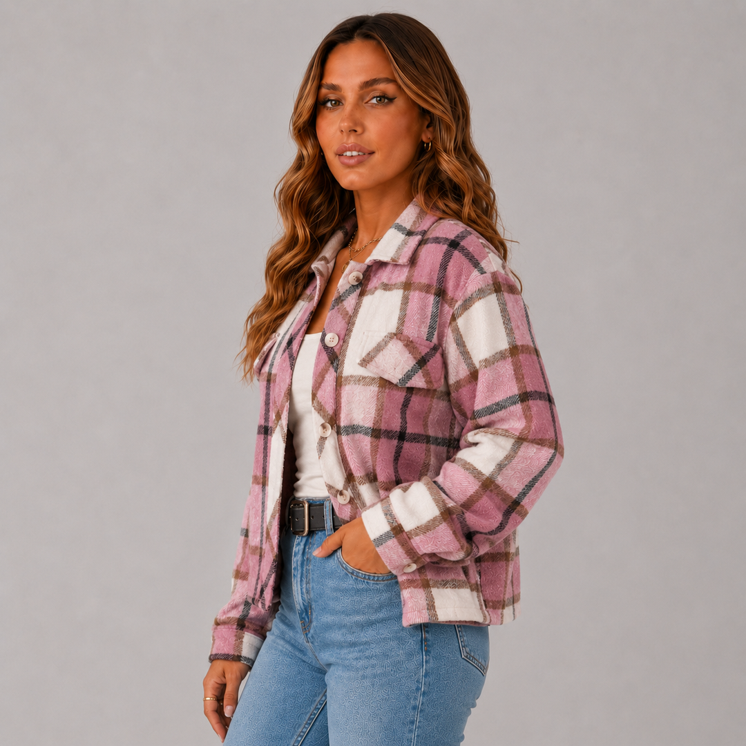 Mila | Cropped Wool Plaid Shirt Winter Jacket