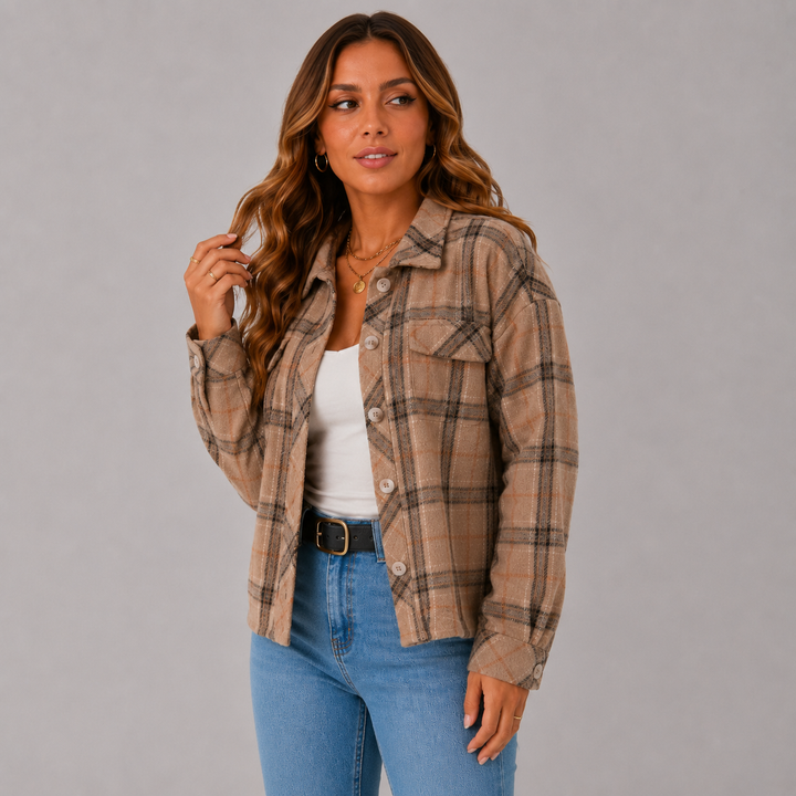 Mila | Cropped Wool Plaid Shirt Winter Jacket
