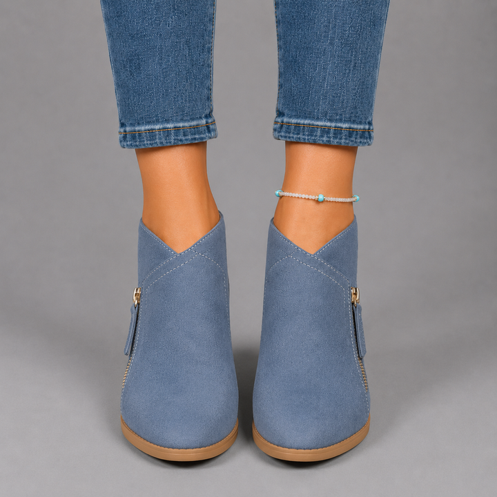 Sophie | Suede Low-Heel Side-Zip Chelsea Boots