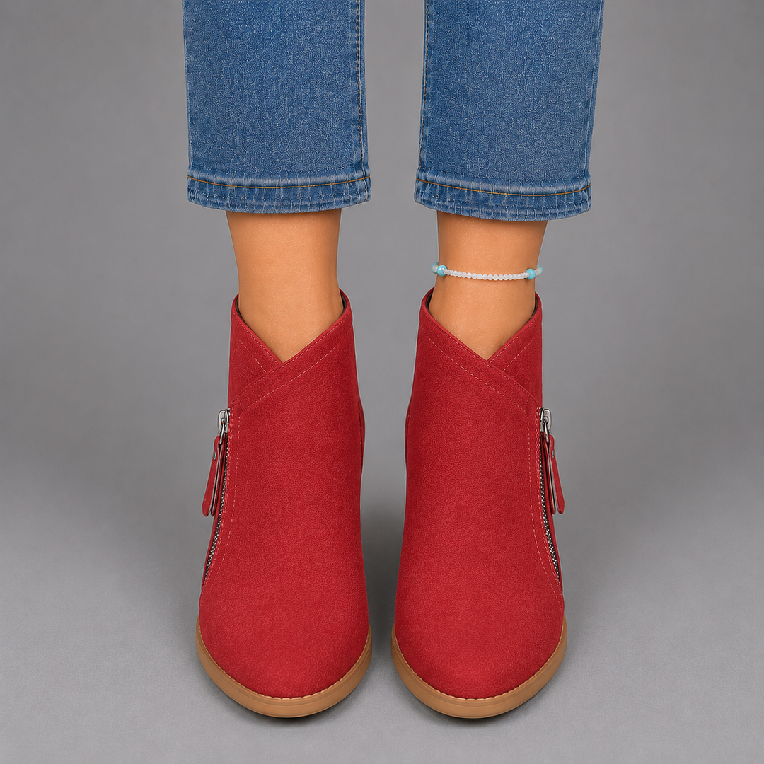 Sophie | Suede Low-Heel Side-Zip Chelsea Boots