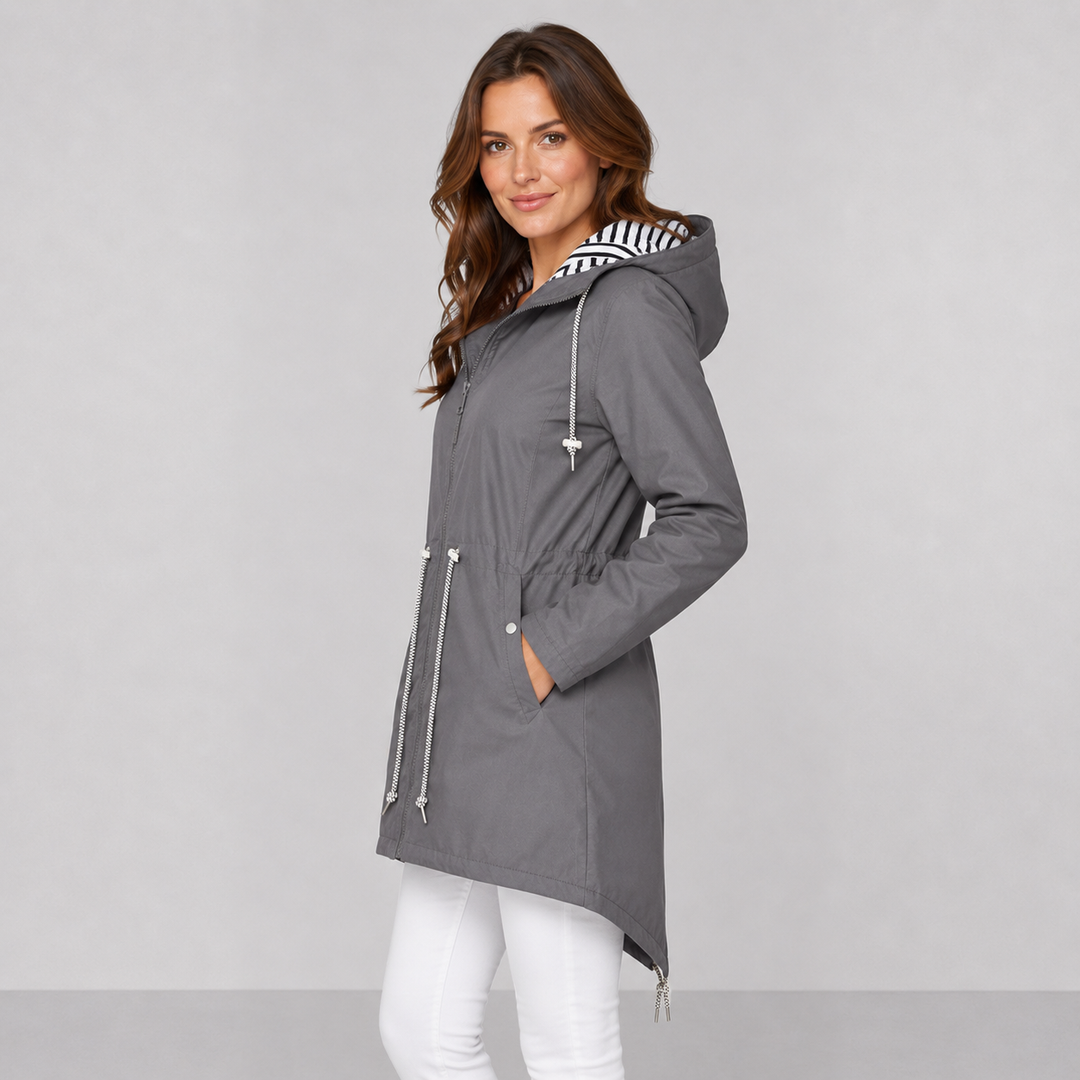 Linda | Hooded Drawstring Waterproof Rain Coat