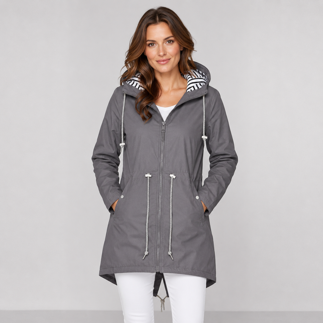 Linda | Hooded Drawstring Waterproof Rain Coat